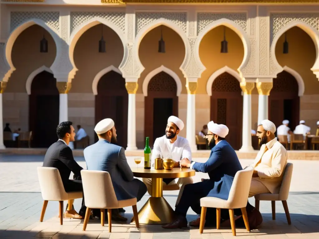 Un animado debate en una cafetería al aire libre en una ciudad del Medio Oriente