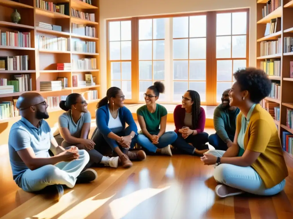 Un animado debate entre personas diversas en un espacio acogedor