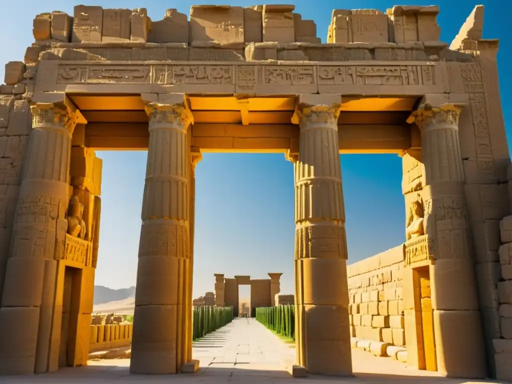 Explora la antigua sabiduría persa zoroastrismo en las majestuosas ruinas de Persepolis, bañadas por la cálida luz dorada