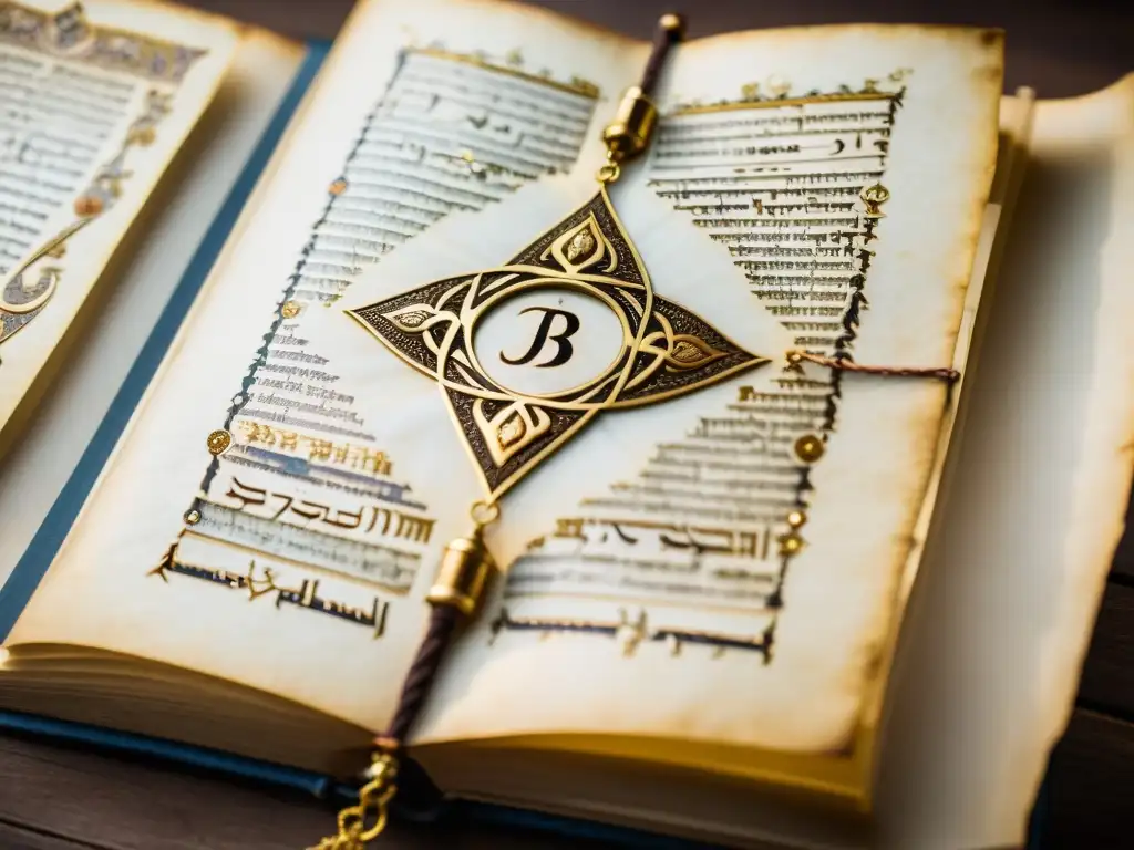 Antiguo manuscrito de la Kabbalah con ilustraciones detalladas y texto en hebreo, iluminado por velas, para exploración de la filosofía judía mística