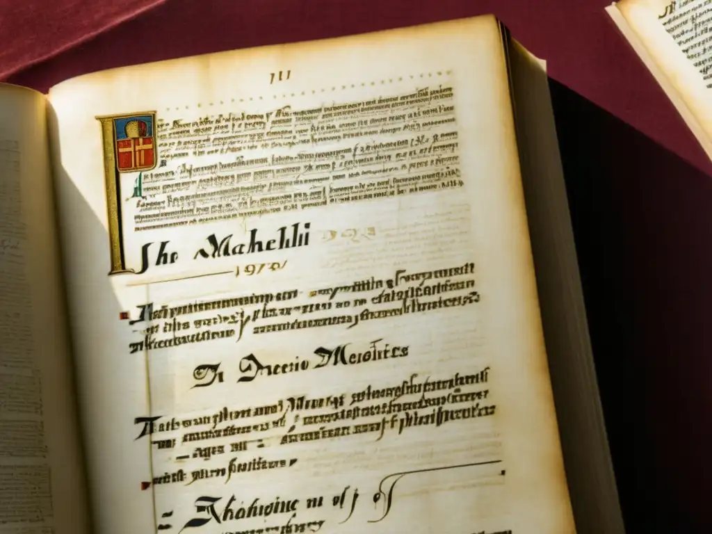 Antiguo manuscrito de Niccolò Machiavelli, con filosofía política y atmósfera histórica