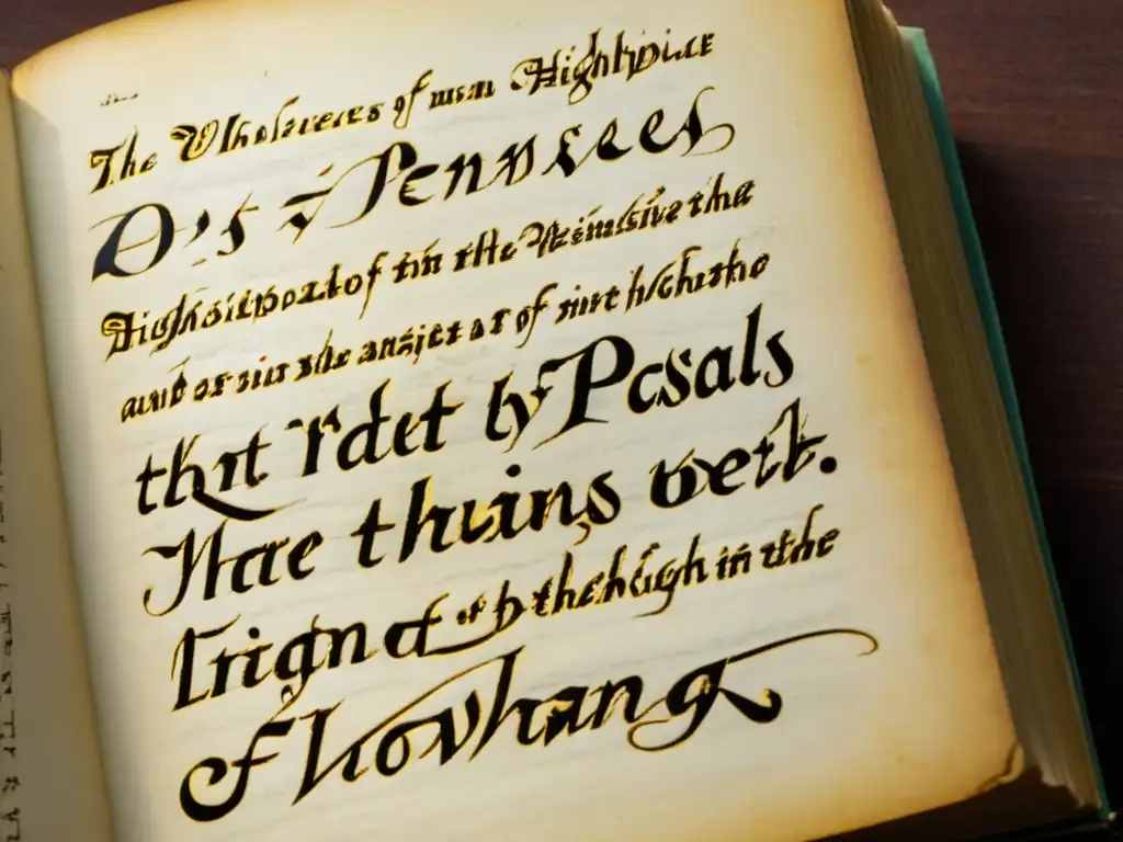 Una fotografía de cerca de un antiguo manuscrito de 'Pensées' de Blaise Pascal, con páginas amarillentas y tinta desvaída