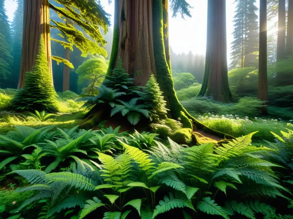 Un bosque sereno y bañado por el sol con árboles antiguos y una atmósfera de tranquilidad eterna, ideal para la filosofía del inversor conservador