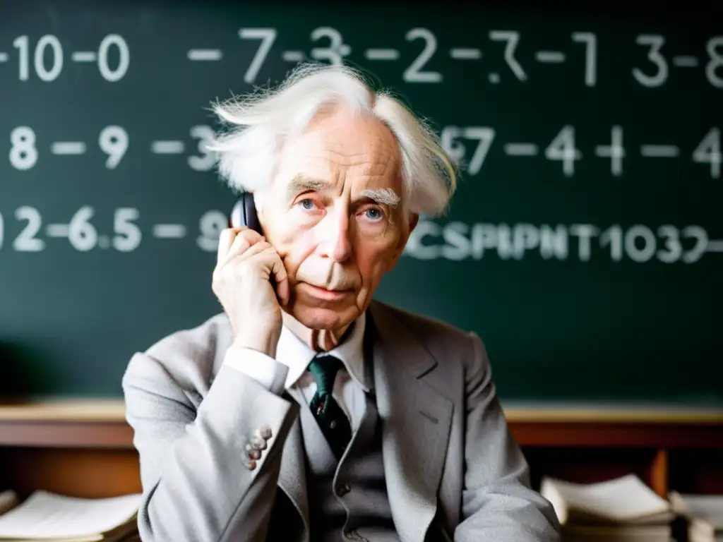 Bertrand Russell reflexiona en su caótico estudio, con la Paradoja de Russell lenguaje matemático en mente