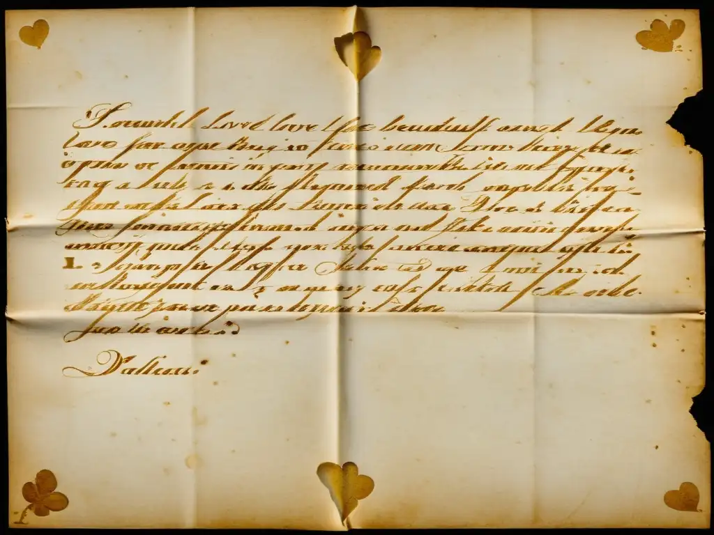 Carta de amor renacentista: pasión en pergamino Una carta de amor renacentista en pergamino, con delicada caligrafía y expresiones de amor