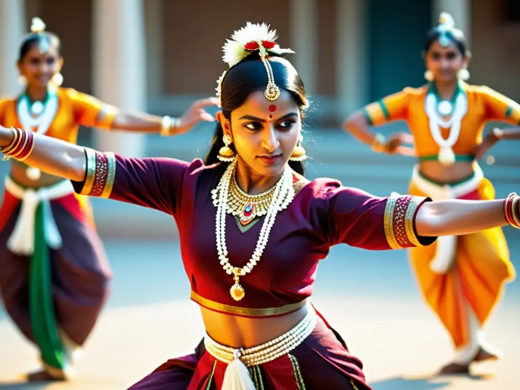 Una cautivadora danza tradicional india que transmite pasión y emoción a través de gestos, colores vibrantes y movimientos dinámicos