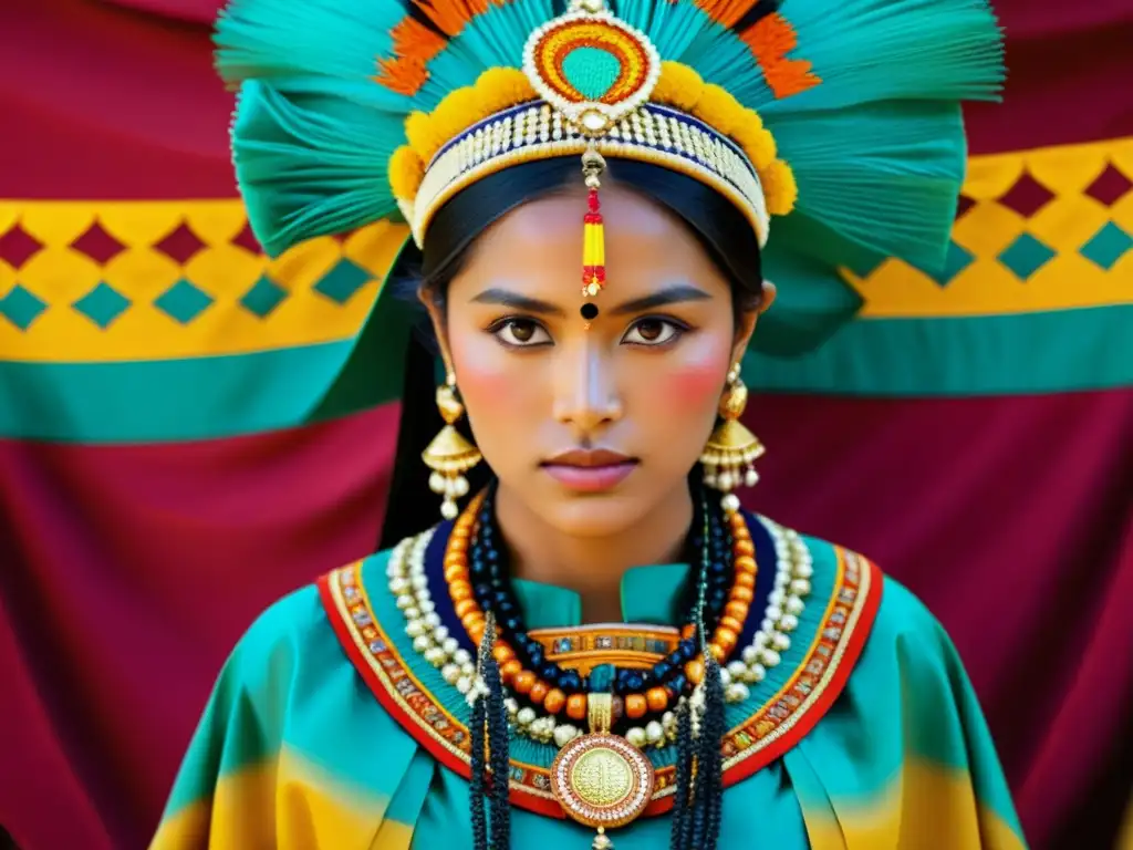 Una ceremonia cultural con indumentaria simbólica, bordados detallados y colores vibrantes