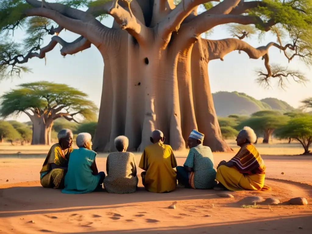 Un círculo de ancianos bajo el baobab, en profunda conversación