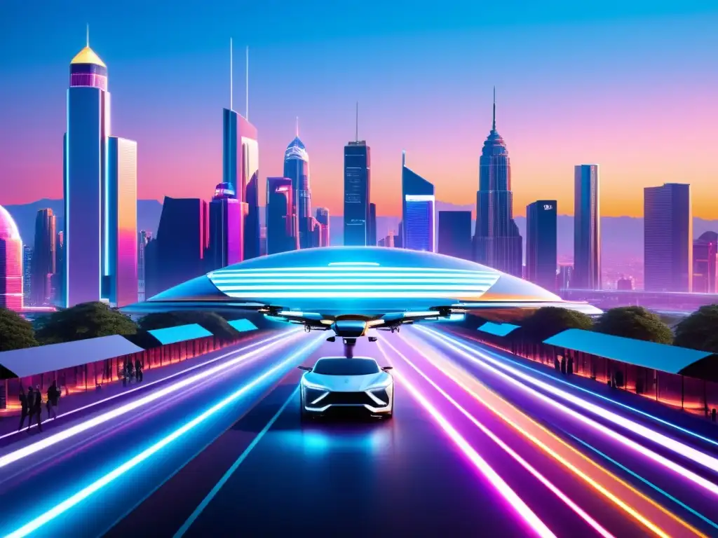 Una ciudad futurista llena de tecnología y superinteligencia