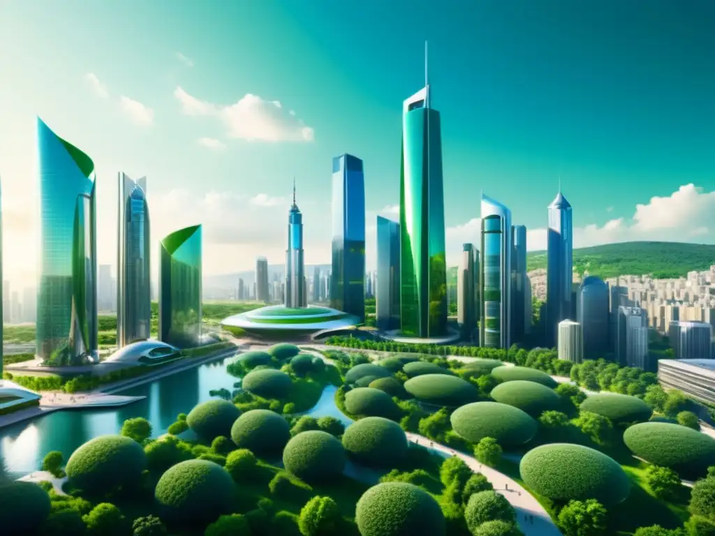 Una ciudad futurista perfecta, con tecnología avanzada y armonía, invita a la reflexión sobre la filosofía de la sociedad perfecta utopía
