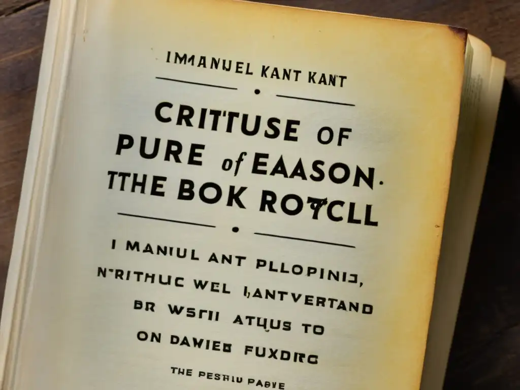 Close-up de antiguo ejemplar de 'Crítica de la razón pura' de Kant
