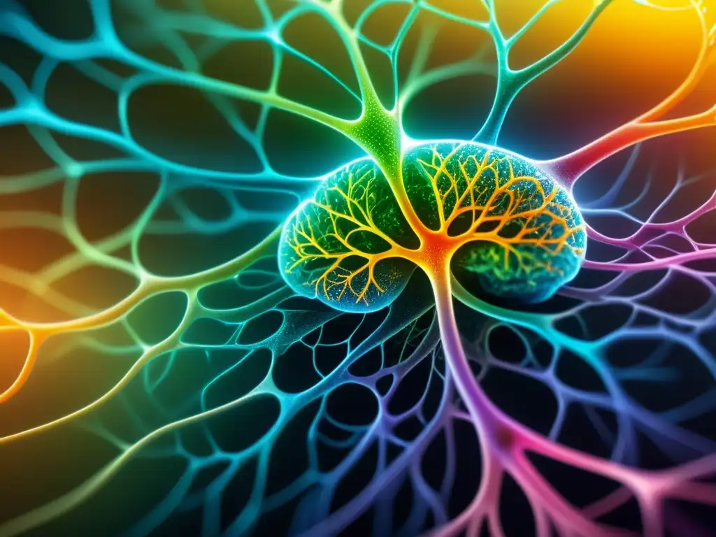Compleja red neuronal humana representada en impresionante detalle, reflejando la filosofía de la complejidad en sistemas científicos