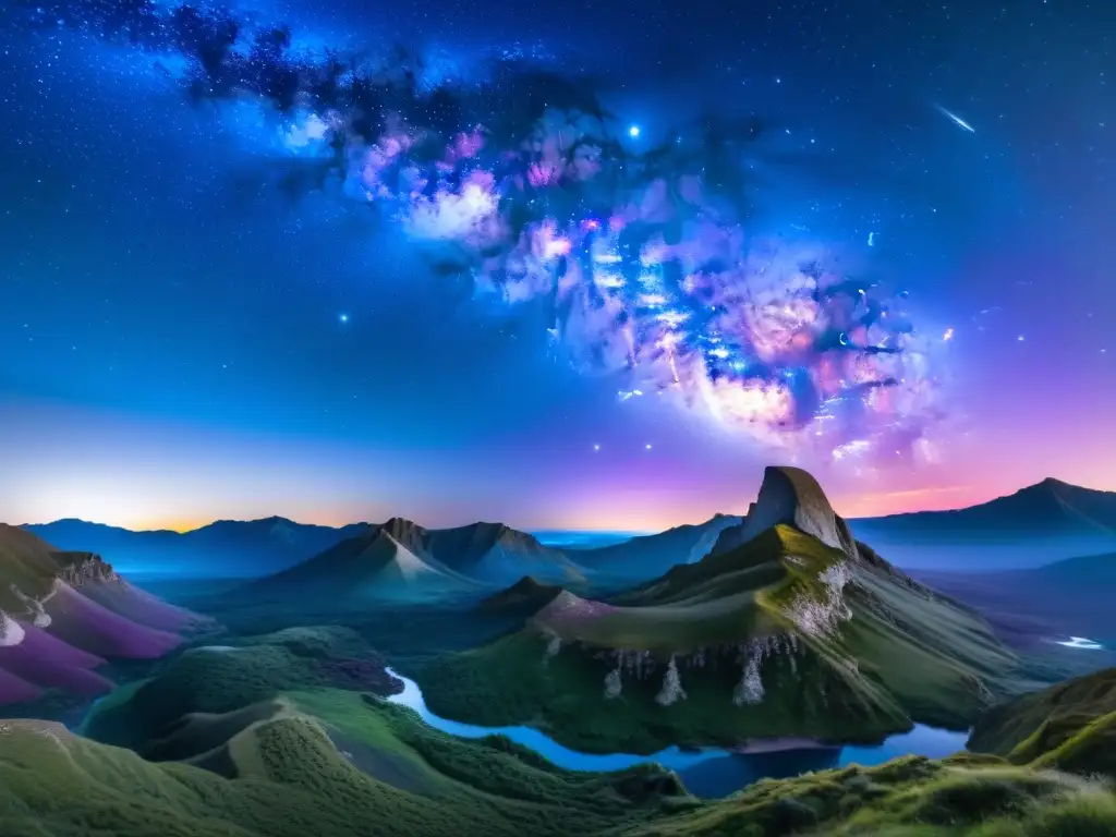 Deslumbrante imagen 8k de la Vía Láctea en la noche, evocando la grandeza del universo
