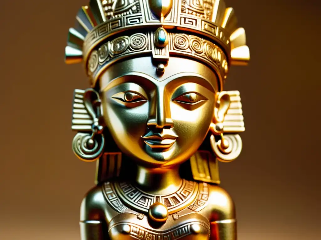 Detallada figurilla de oro de culturas precolombinas, reflejando mito como filosofía y sofisticación artística