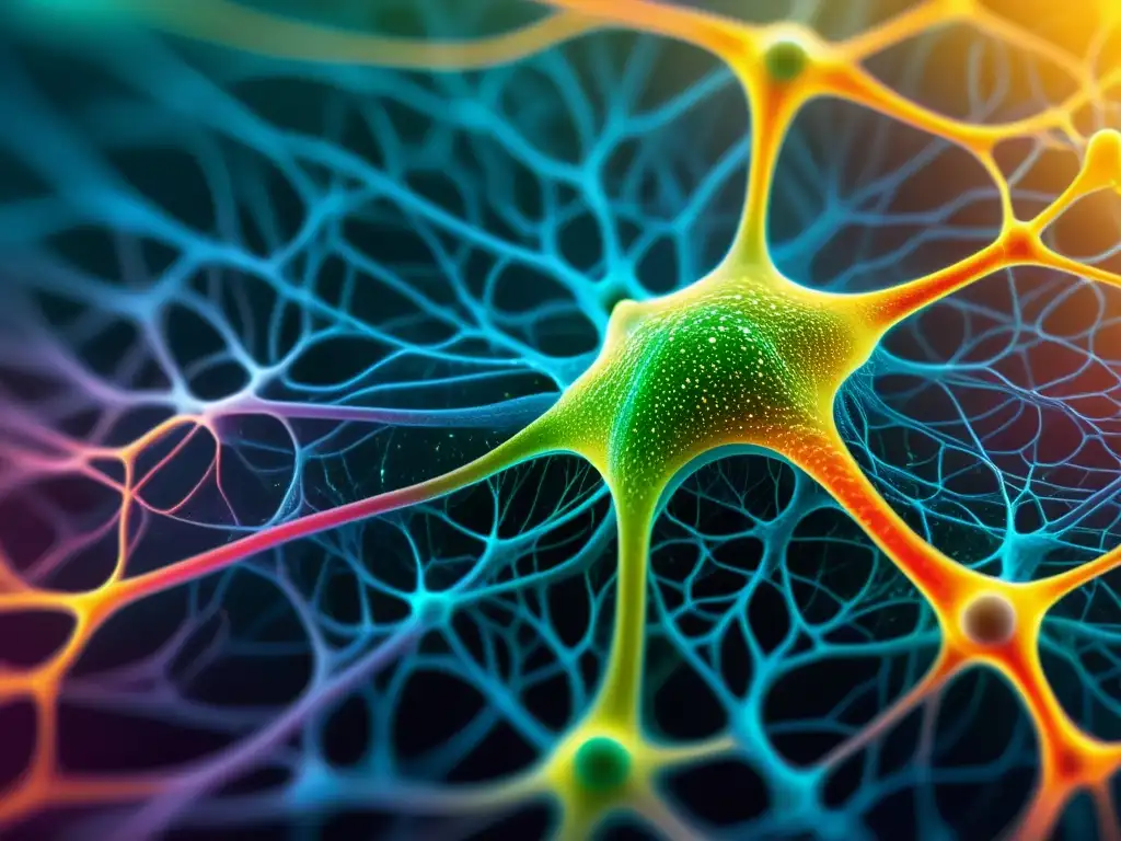 Detallada imagen de una compleja red de neuronas en el cerebro humano, resaltando la filosofía de la complejidad en sistemas científicos