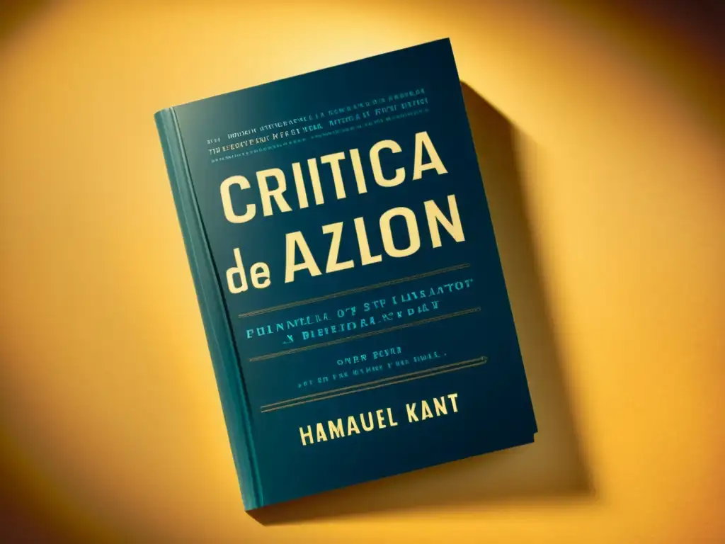 Detallada fotografía del primer ejemplar de 'Crítica de la Razón Pura' de Immanuel Kant, resaltando la tipografía y el diseño