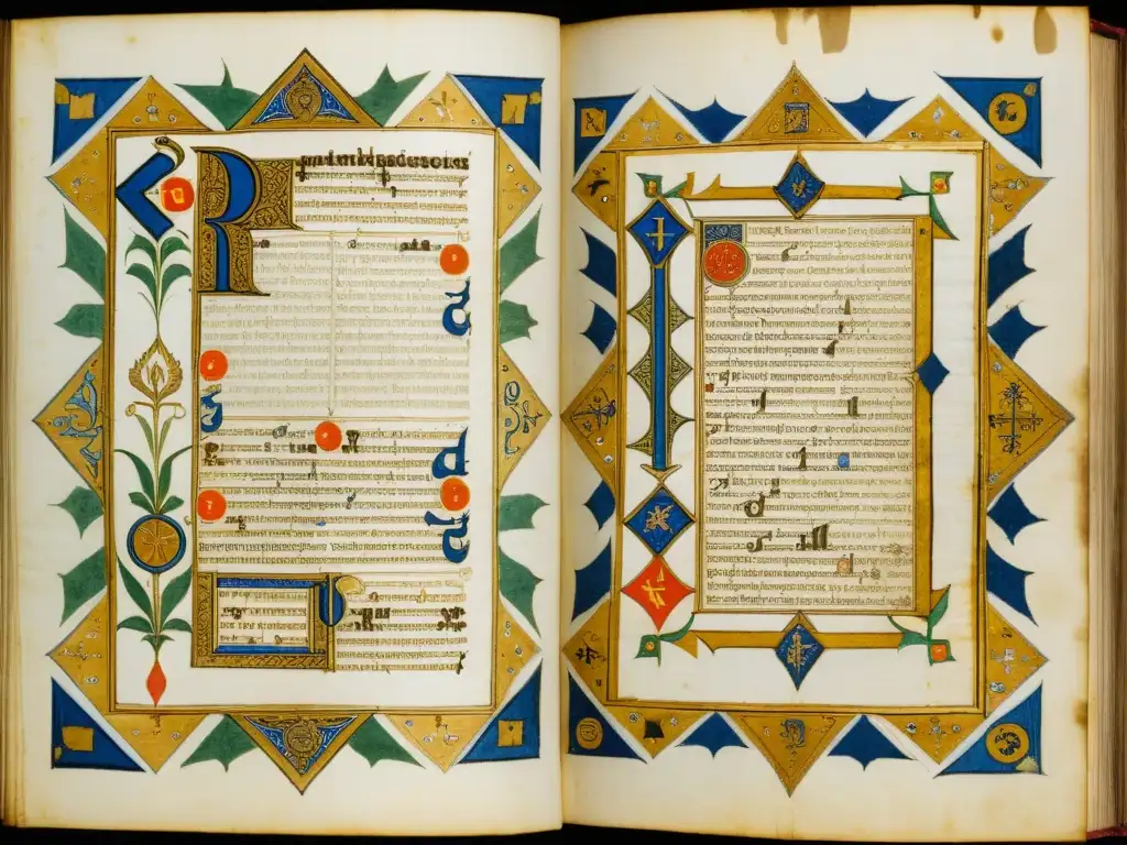 Detallado manuscrito medieval con caligrafía e iluminaciones, simbolizando el surgimiento del individualismo y el cambio paradigmático