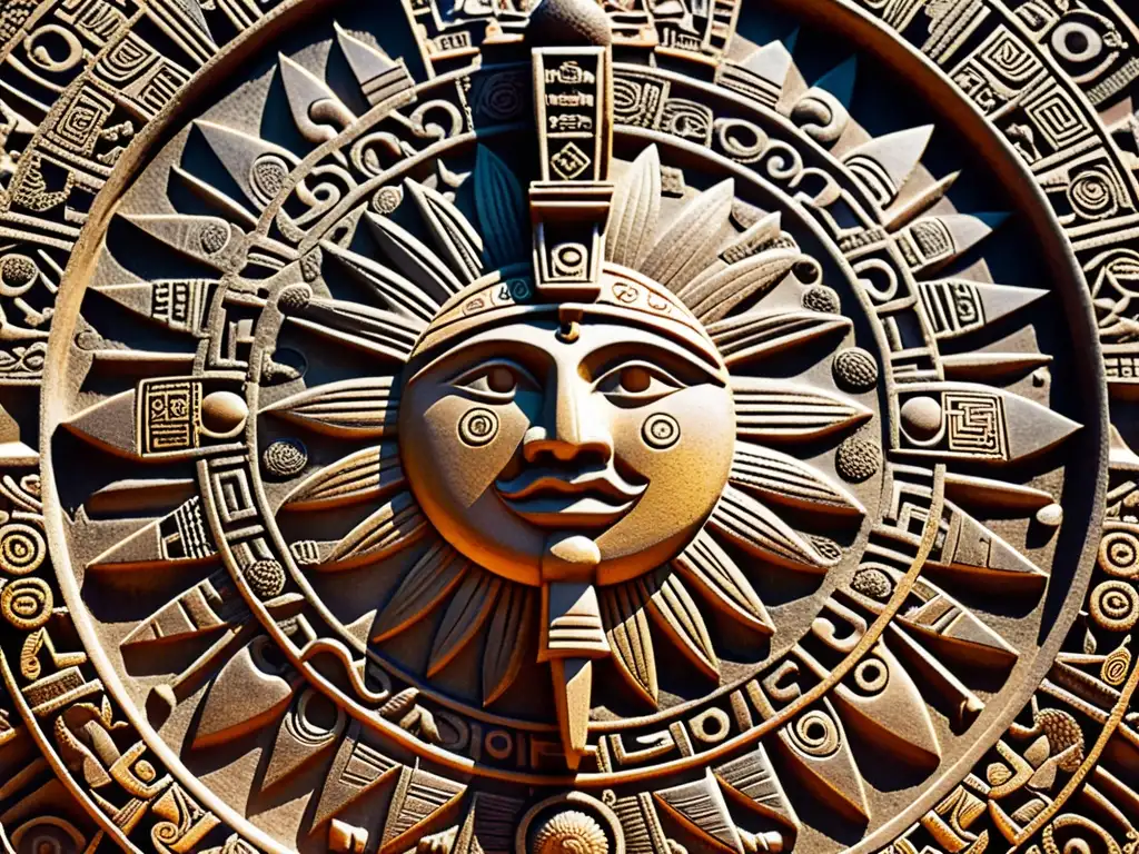 Detallado tallado del Calendario Azteca con significado filosófico