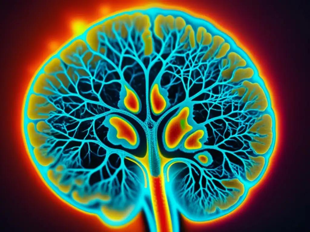 Detalle en alta resolución del cerebro humano bajo un microscopio, resaltando la complejidad de la mente