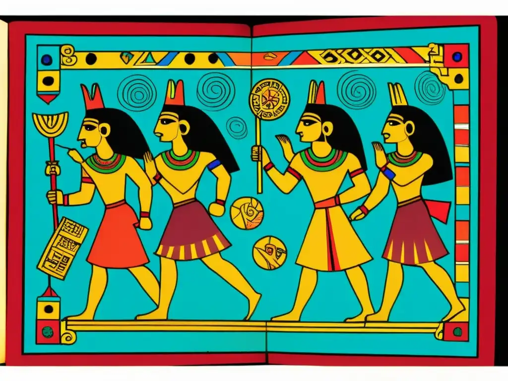 Detalle colorido del Codex Borgia, muestra la sofisticación de la filosofía en los códices mesoamericanos