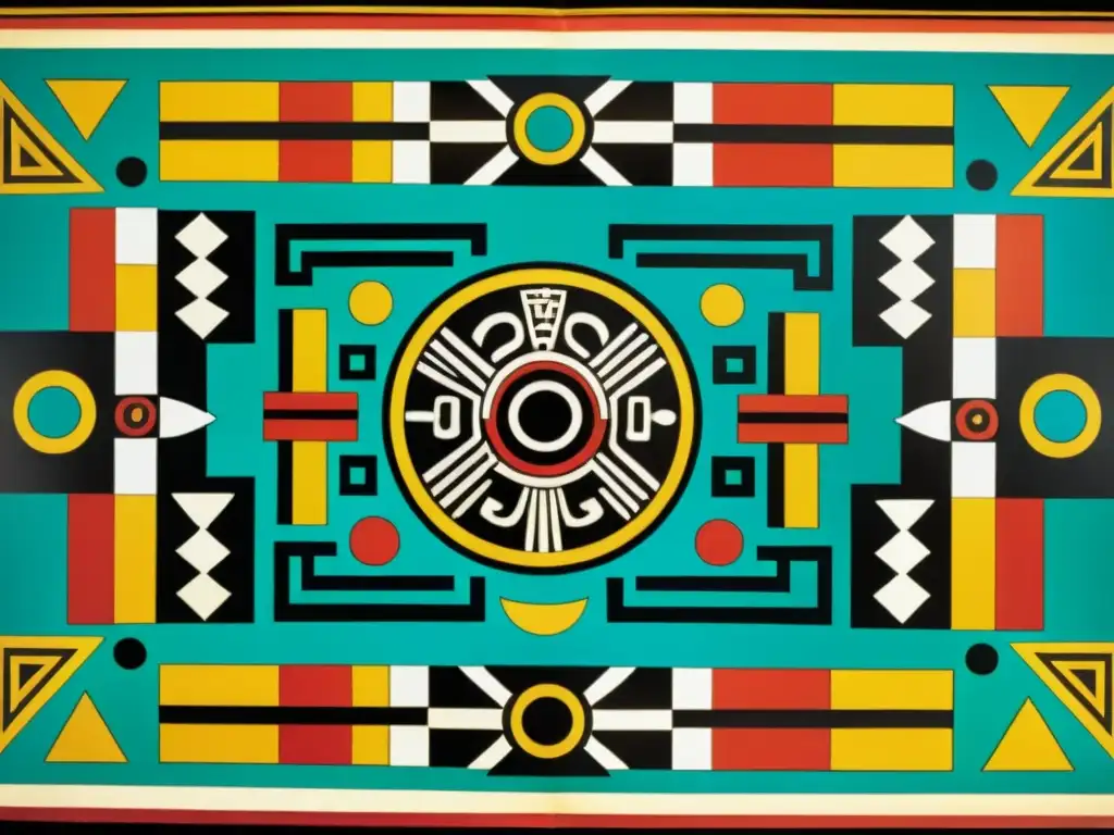 Detalle colorido de un códice mixteco, reflejando la filosofía, arte y religión de la cultura mixteca
