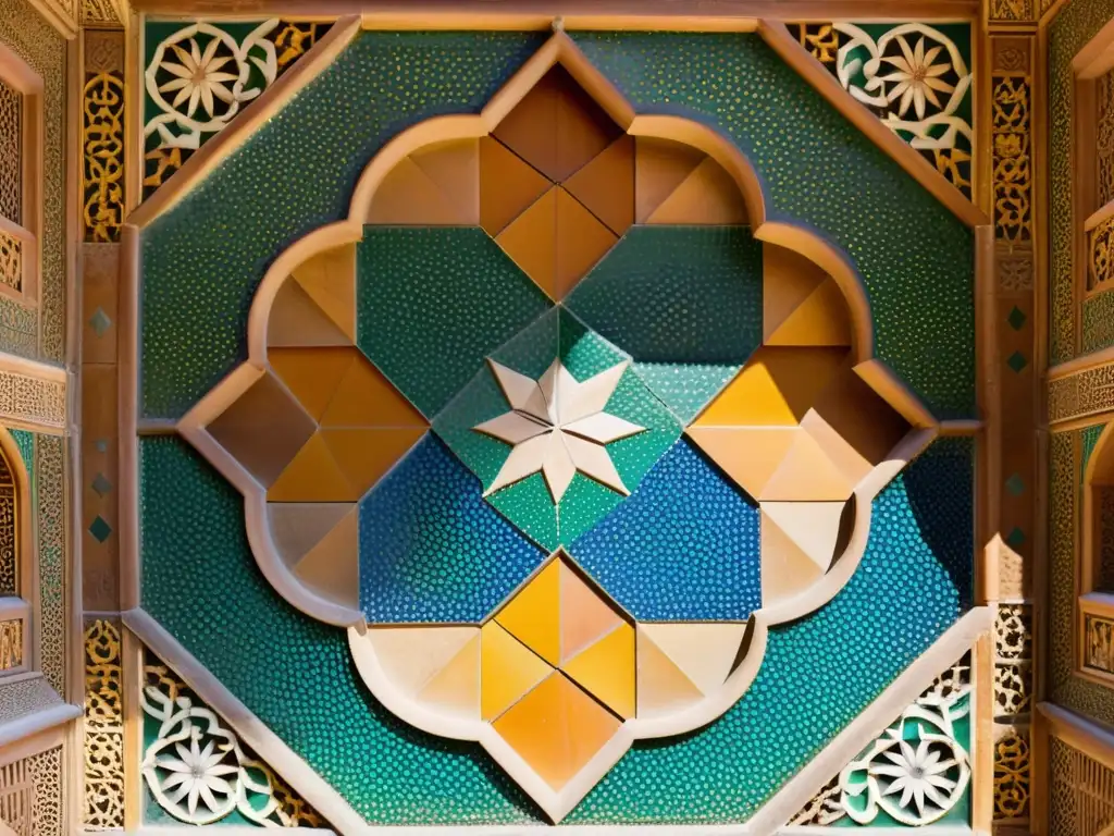 Detalle de exquisito mosaico en el techo de la Alhambra, representación visual de la comparativa estética kantiana arte islámico
