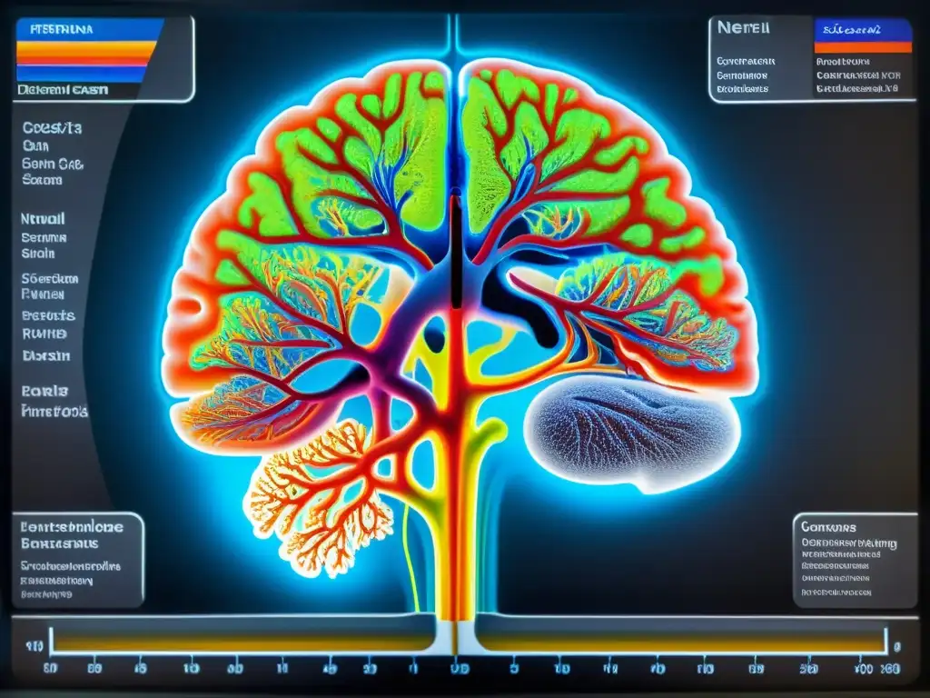 Detalle impresionante de un escaneo cerebral, revelando los intrincados procesos de la mente