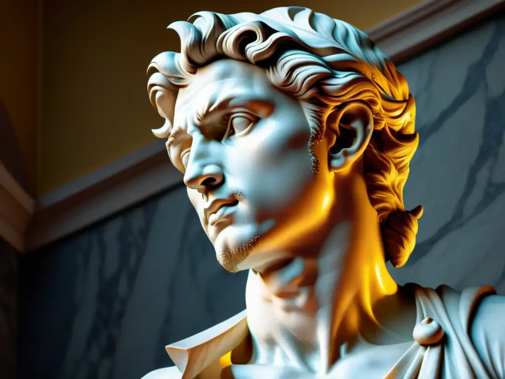 Detalle impresionante de la escultura del Renacimiento 'David' de Miguel Ángel, capturando su belleza atemporal y significado simbólico