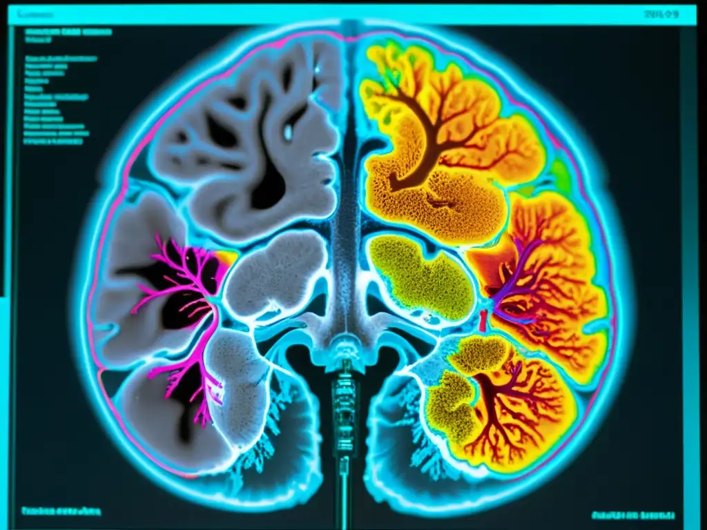 Detalle impresionante de resonancia magnética cerebral, muestra la complejidad del cerebro