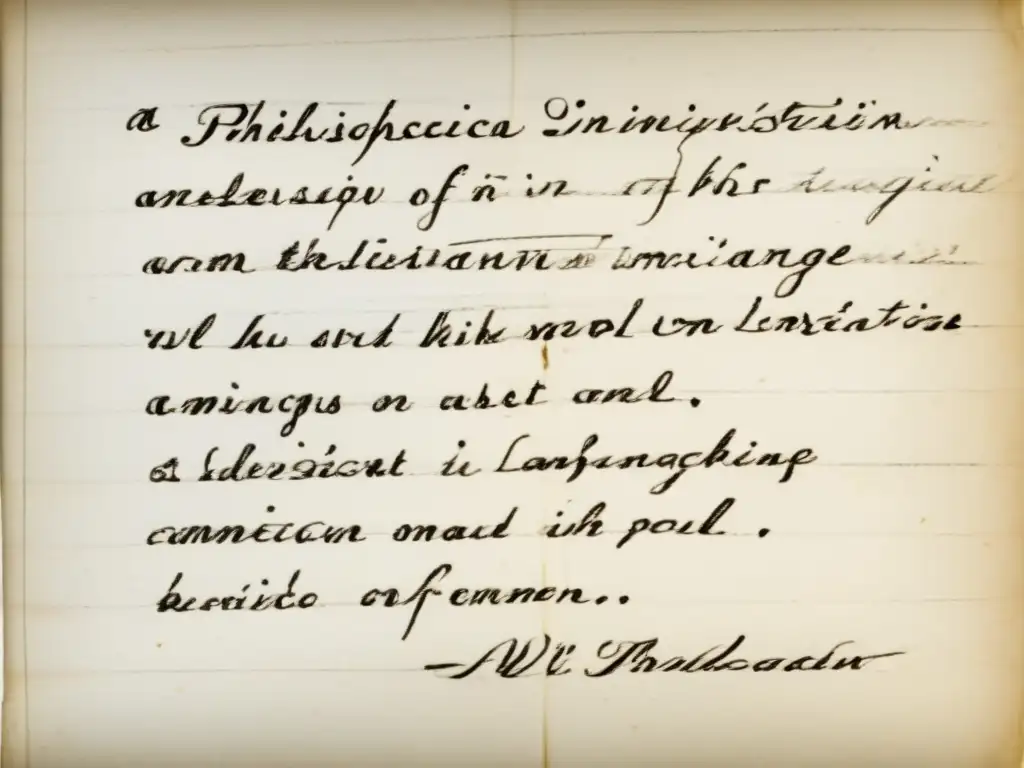 Detalle de manuscrito de Wittgenstein sobre la filosofía del lenguaje y la cognición, con tinta desgastada y papel envejecido
