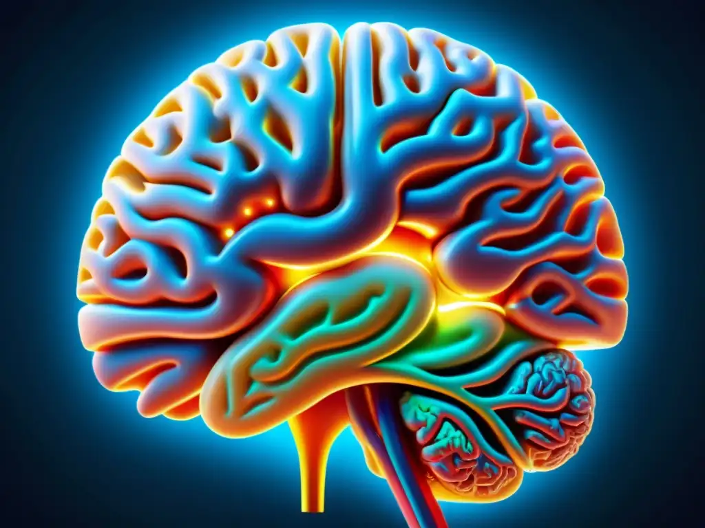 Detalle minucioso del cerebro humano con conexiones neurales resaltadas, representando etapas de desarrollo personal según Locke