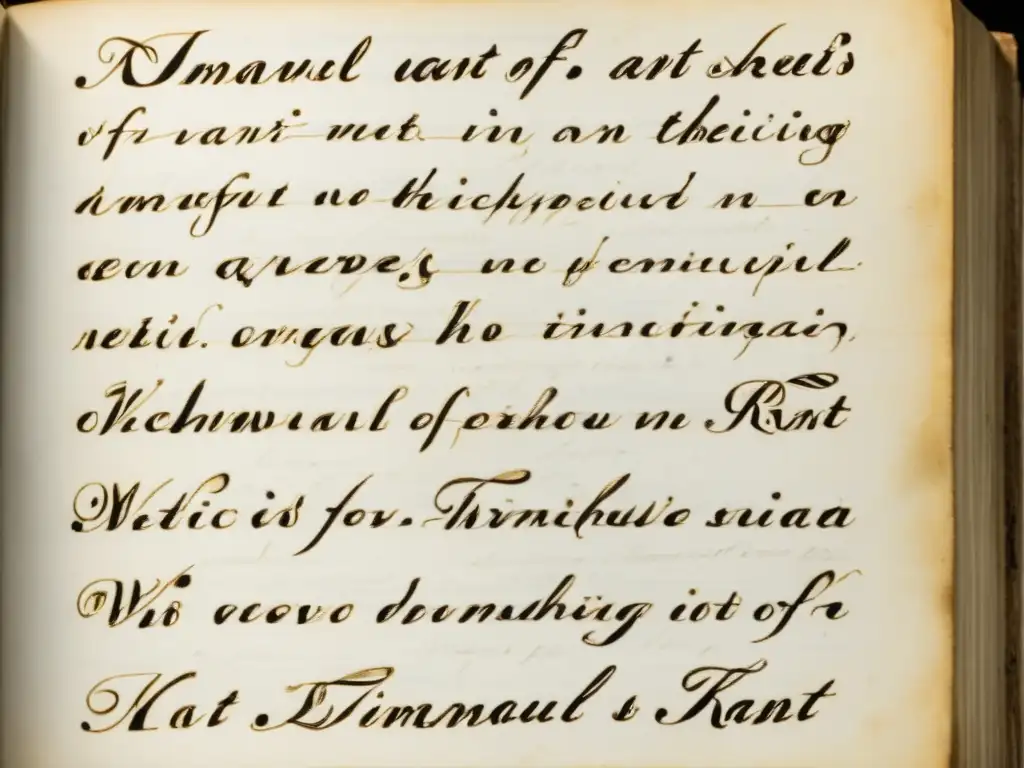 Detalle ultradetallado de las notas manuscritas de Immanuel Kant sobre ética, evocando historia y profundidad intelectual