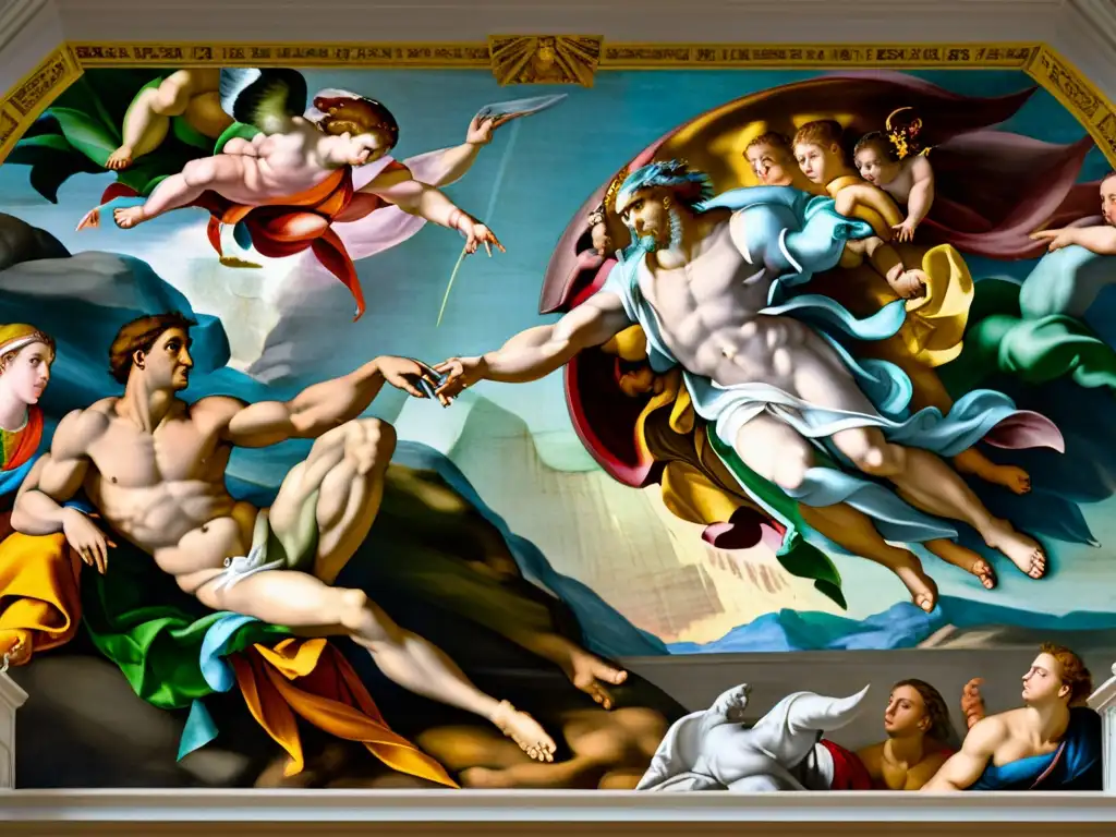 Detalle vibrante de 'La Creación de Adán' de Miguel Ángel, muestra la influencia del Renacimiento en la reforma religiosa