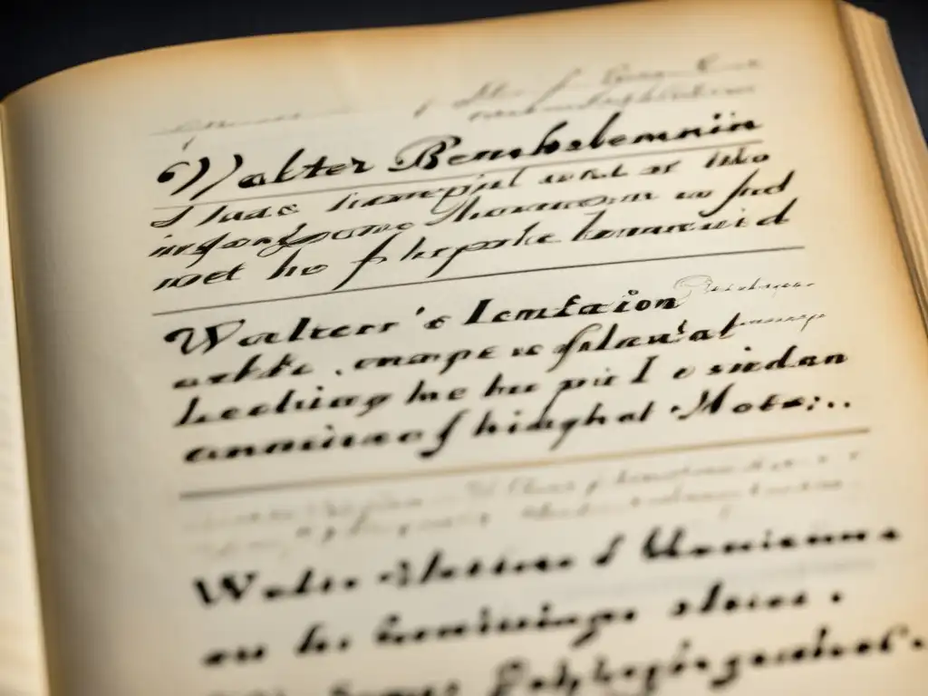 Detalles intrincados de los manuscritos originales de Walter Benjamin, revelando su profunda erudición