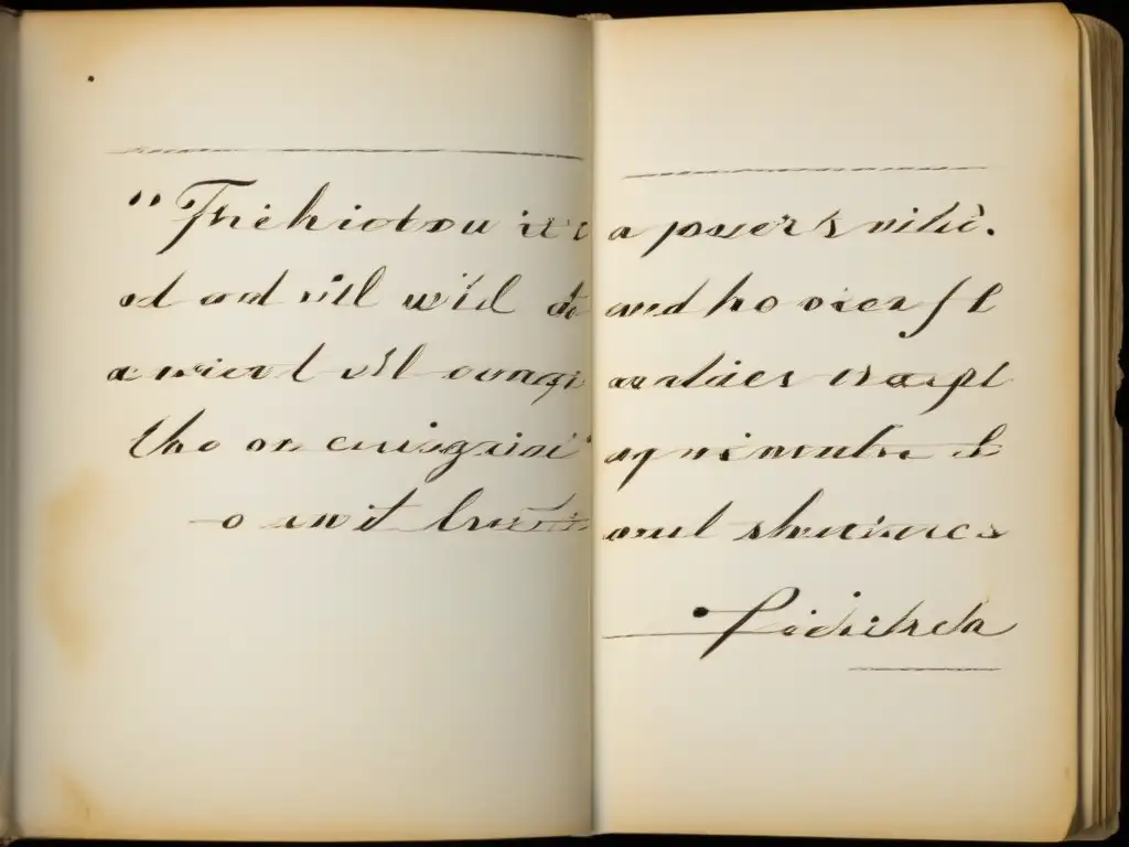 Detalles intrincados de las notas manuscritas de Nietzsche sobre la voluntad de poder, evocando su profundidad intelectual
