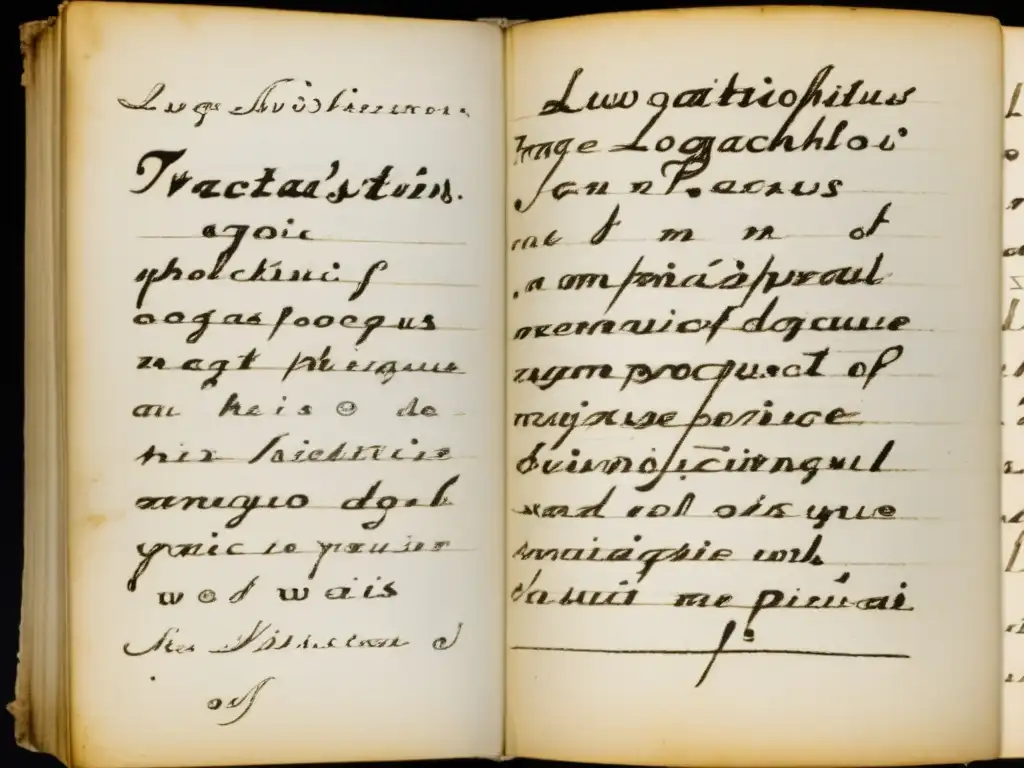 Detalles intrincados de una página manuscrita de 'Tractatus Logico-Philosophicus' de Ludwig Wittgenstein, revelando su profunda influencia en la filosofía de la mente