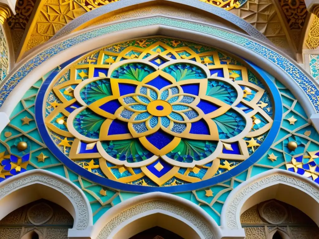 Detalles del mosaico sincretismo en corrientes filosóficas mundiales en la Mezquita de Córdoba