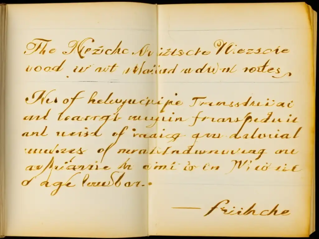 Detalles de las notas manuscritas de Friedrich Nietzsche, mostrando sus reflexiones filosóficas