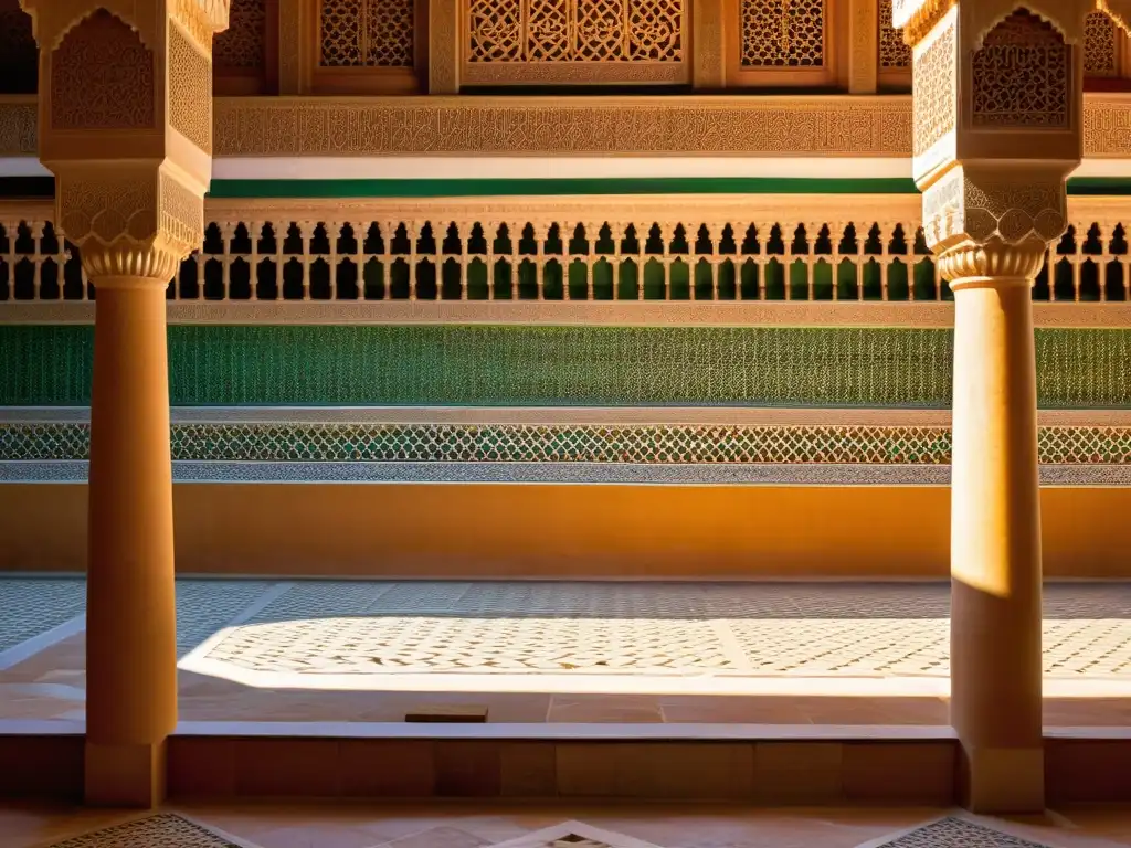 Detalles de los patrones geométricos y diseños árabes en la Alhambra, Granada