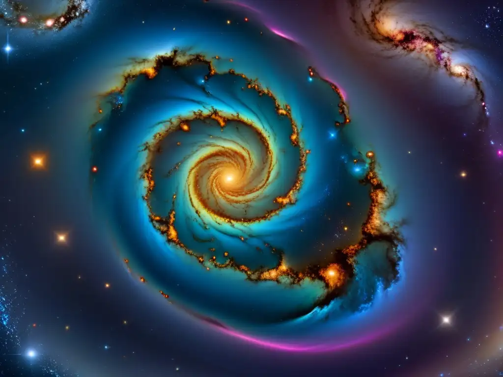 Digital ilustración de un intrincado y colorido cosmos, invitando a reflexiones filosóficas sobre el principio antrópico en la física contemporánea