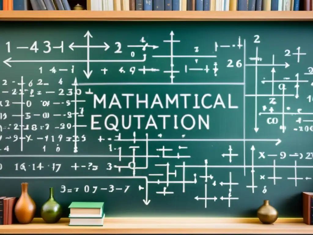 Una ecuación matemática compleja se entrelaza con la filosofía y la cosmología en un entorno intelectual y contemplativo