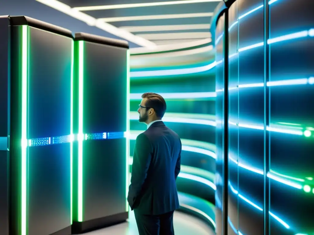 Un equipo de científicos y ingenieros rodea un supercomputador de inteligencia artificial futurista en un laboratorio de vanguardia, mostrando avances tecnológicos y reflexiones éticas en la era de la superinteligencia