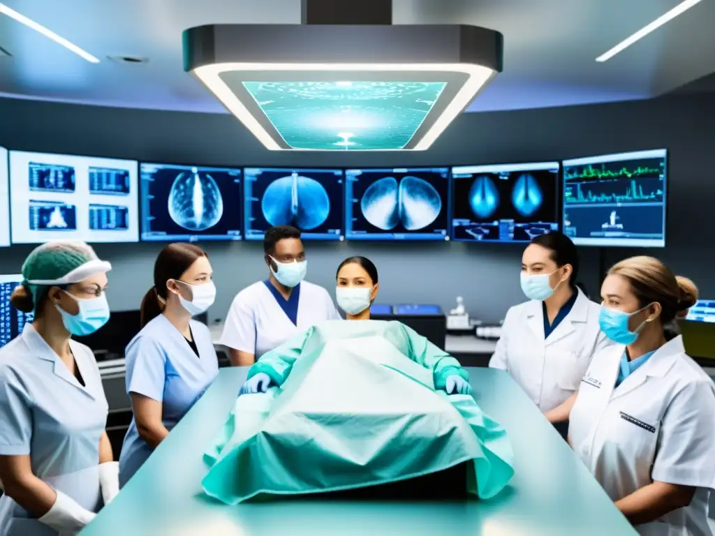 Equipo médico y AI colaboran en decisiones médicas, destacando la ética en decisiones médicas automatizadas