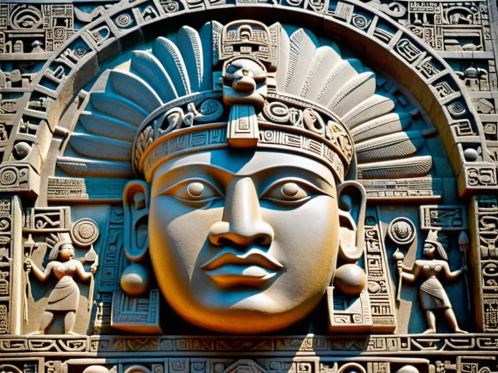 Escultura detallada de una deidad olmeca con simbolismo cósmico y espiritual, destacando la cosmovisión olmeca mesoamericana