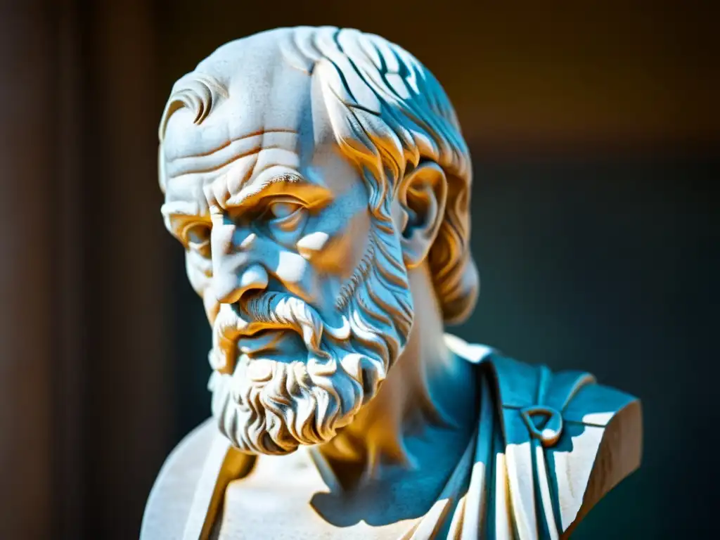 Una escultura de mármol de Seneca, filósofo estoico, muestra una sabiduría y resiliencia eternas en los detalles de su rostro