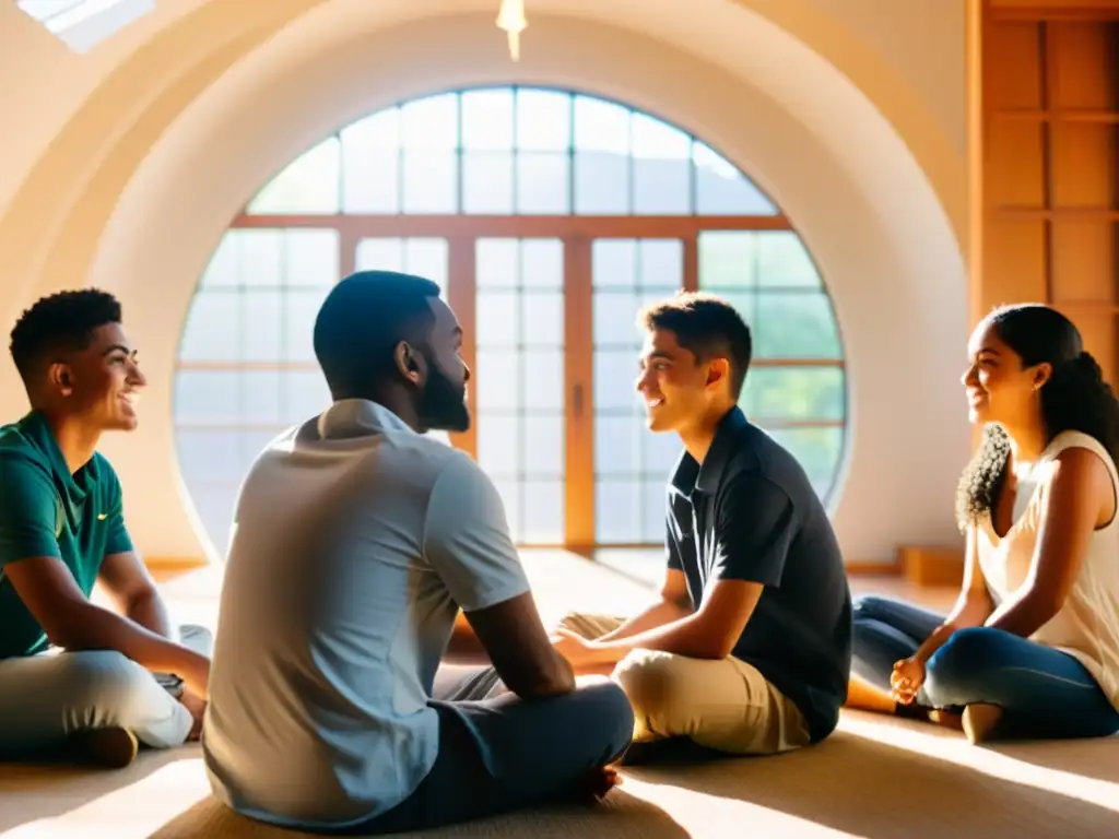 Estudiantes de diferentes religiones dialogan en un ambiente armonioso