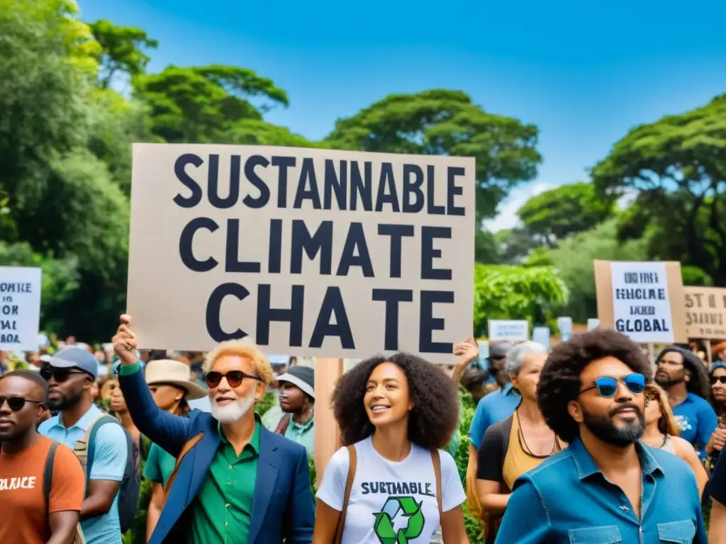 Manifestación por la ética ambiental y justicia climática, uniendo pasión y determinación en la lucha por un planeta sostenible