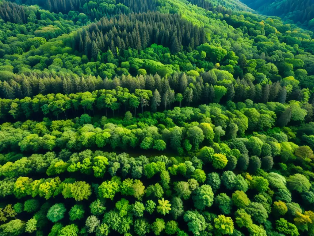 Exuberante bosque en ecología profunda, desafiando el crecimiento infinito con su belleza natural