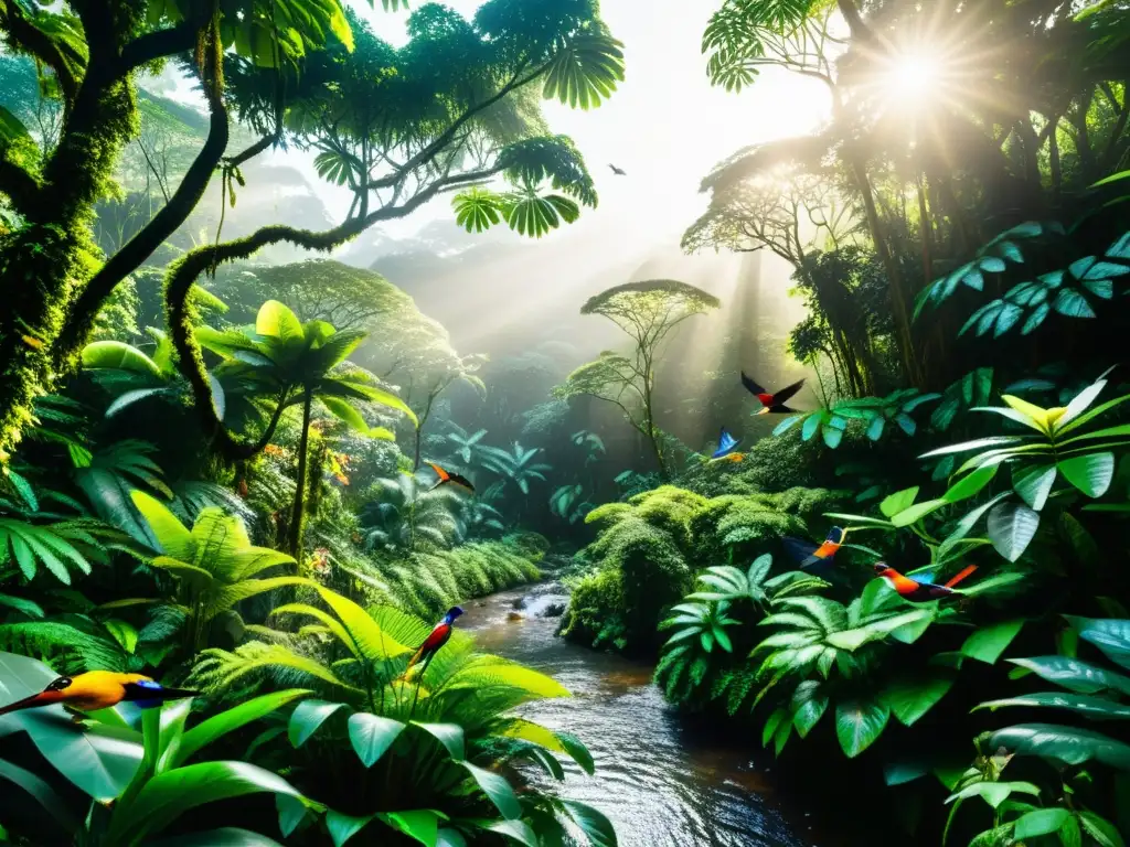 Un exuberante y vibrante bosque tropical rebosante de vida