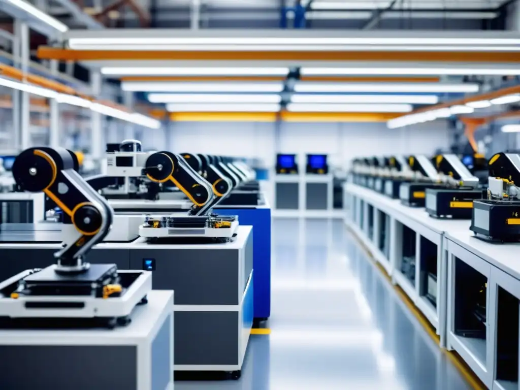 Una fábrica de impresión 3D en plena actividad, fusionando tecnología avanzada con procesos de fabricación tradicionales
